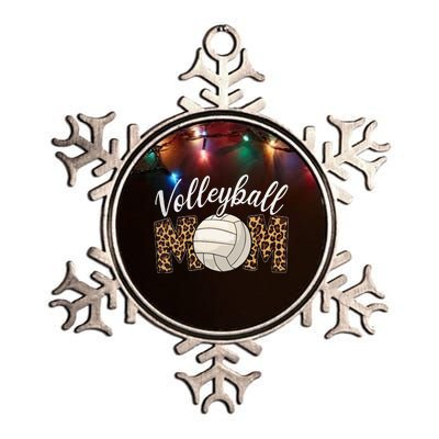 Volleyball Mom Leopard Funny Sport Ball Mom Mother's Day Metallic Star Ornament