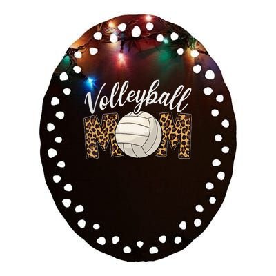 Volleyball Mom Leopard Funny Sport Ball Mom Mother's Day Ceramic Oval Ornament