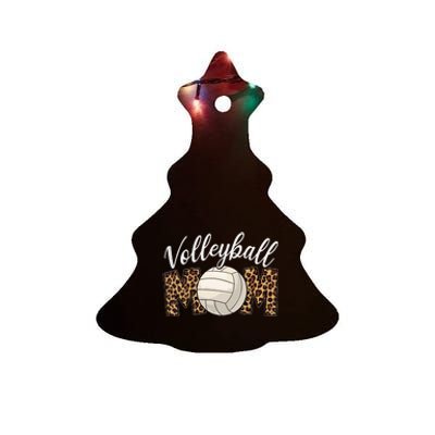 Volleyball Mom Leopard Funny Sport Ball Mom Mother's Day Ceramic Tree Ornament