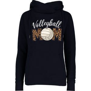 Volleyball Mom Leopard Funny Sport Ball Mom Mother's Day Womens Funnel Neck Pullover Hood