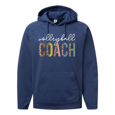 Volleyball Mom Leopard Volleyball Coach Team Gift Performance Fleece Hoodie