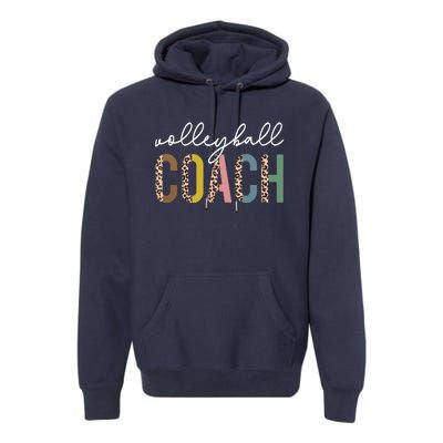 Volleyball Mom Leopard Volleyball Coach Team Gift Premium Hoodie