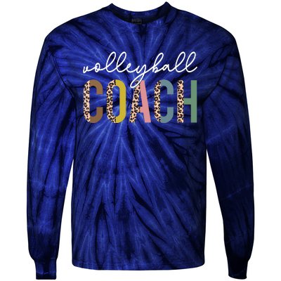 Volleyball Mom Leopard Volleyball Coach Team Gift Tie-Dye Long Sleeve Shirt