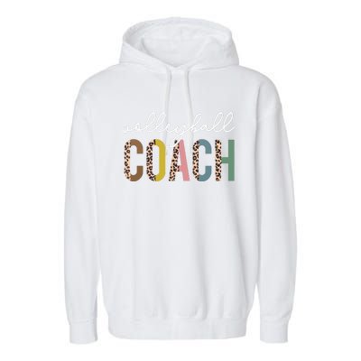 Volleyball Mom Leopard Volleyball Coach Team Gift Garment-Dyed Fleece Hoodie