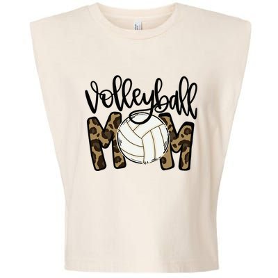 Volleyball Mom Leopard Funny Ball Mom Mother's Day Garment-Dyed Women's Muscle Tee