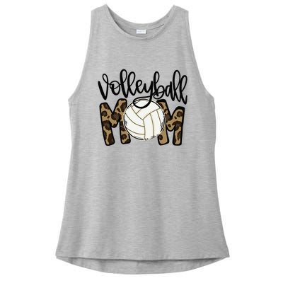 Volleyball Mom Leopard Funny Ball Mom Mother's Day Ladies PosiCharge Tri-Blend Wicking Tank