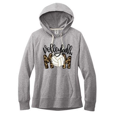 Volleyball Mom Leopard Funny Ball Mom Mother's Day Women's Fleece Hoodie