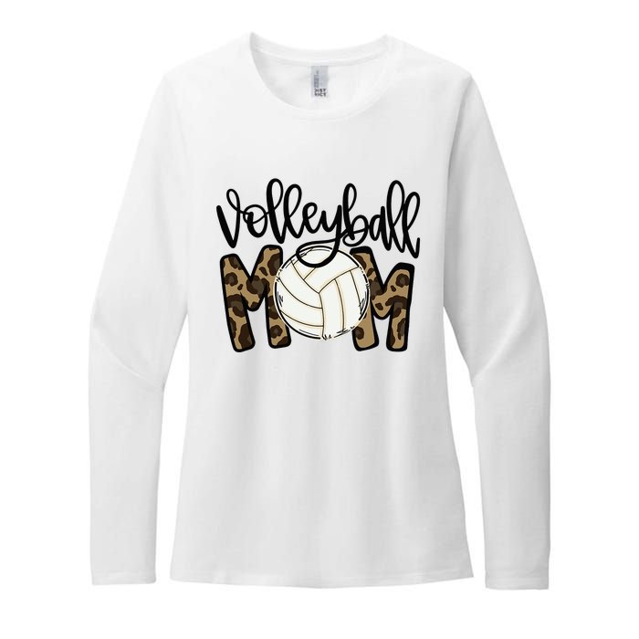 Volleyball Mom Leopard Funny Ball Mom Mother's Day Womens CVC Long Sleeve Shirt