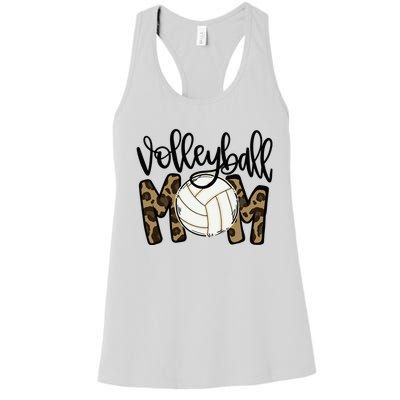 Volleyball Mom Leopard Funny Ball Mom Mother's Day Women's Racerback Tank