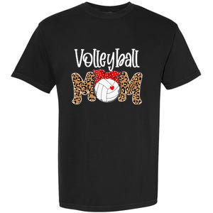 Volleyball Mom Leopard Messy Bun Game Day Funny Mothers Day Garment-Dyed Heavyweight T-Shirt