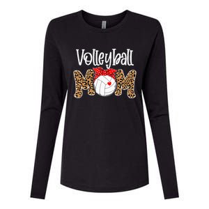 Volleyball Mom Leopard Messy Bun Game Day Funny Mothers Day Womens Cotton Relaxed Long Sleeve T-Shirt