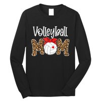 Volleyball Mom Leopard Messy Bun Game Day Funny Mothers Day Long Sleeve Shirt