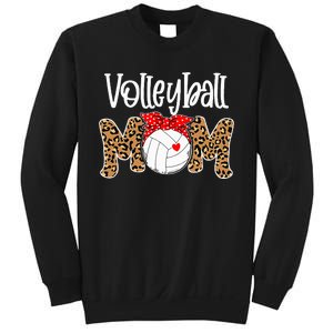 Volleyball Mom Leopard Messy Bun Game Day Funny Mothers Day Sweatshirt