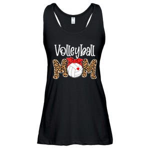 Volleyball Mom Leopard Messy Bun Game Day Funny Mothers Day Ladies Essential Flowy Tank