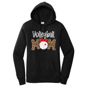 Volleyball Mom Leopard Messy Bun Game Day Funny Mothers Day Women's Pullover Hoodie