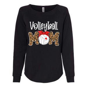 Volleyball Mom Leopard Messy Bun Game Day Funny Mothers Day Womens California Wash Sweatshirt