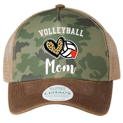 Volleyball Mom Leopard Heart Gift Legacy Tie Dye Trucker Hat