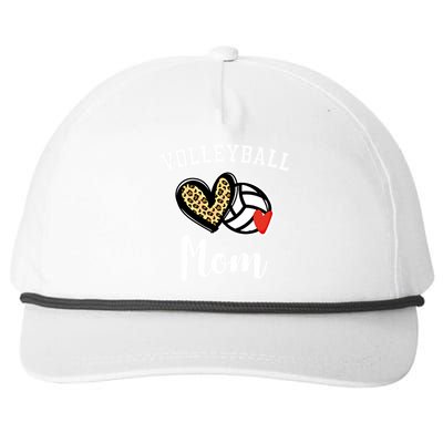 Volleyball Mom Leopard Heart Gift Snapback Five-Panel Rope Hat