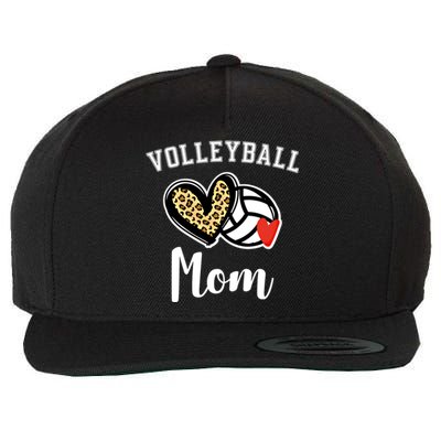 Volleyball Mom Leopard Heart Gift Wool Snapback Cap