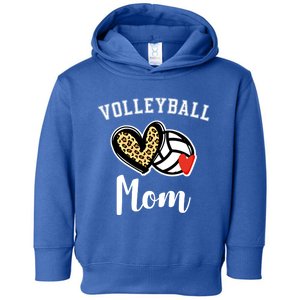 Volleyball Mom Leopard Heart Gift Toddler Hoodie