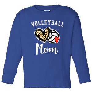 Volleyball Mom Leopard Heart Gift Toddler Long Sleeve Shirt