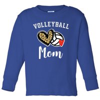 Volleyball Mom Leopard Heart Gift Toddler Long Sleeve Shirt