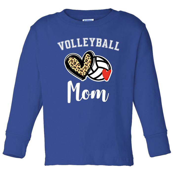 Volleyball Mom Leopard Heart Gift Toddler Long Sleeve Shirt