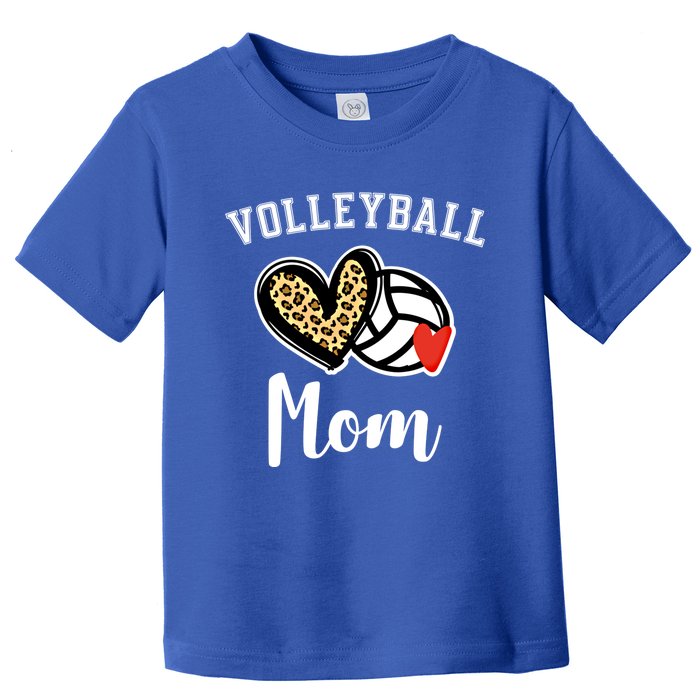 Volleyball Mom Leopard Heart Gift Toddler T-Shirt