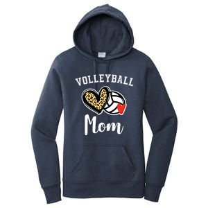 Volleyball Mom Leopard Heart Gift Women's Pullover Hoodie