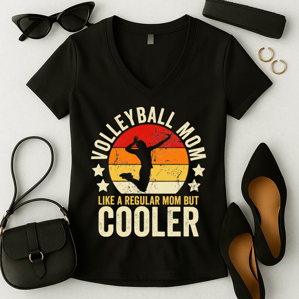 Volleyball Mom Like A Regular But Cooler Mother's Day Women's V-Neck T-Shirt