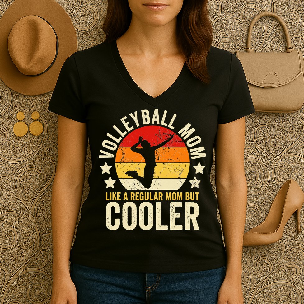 Volleyball Mom Like A Regular But Cooler Mother's Day Women's V-Neck T-Shirt