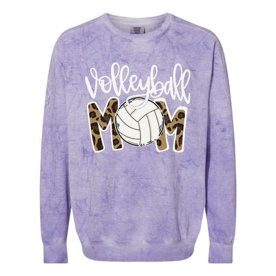 Volleyball Mom Leopard Funny Ball Mom Mother's Day GiftGift Colorblast Crewneck Sweatshirt