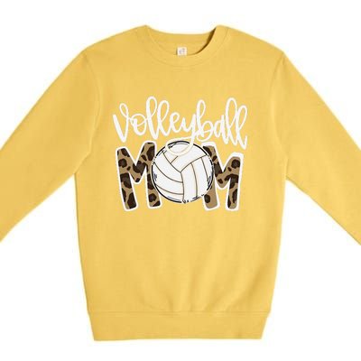 Volleyball Mom Leopard Funny Ball Mom Mother's Day GiftGift Premium Crewneck Sweatshirt