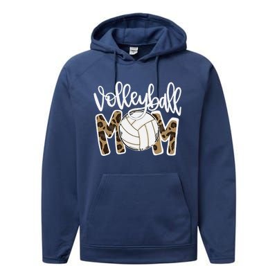 Volleyball Mom Leopard Funny Ball Mom Mother's Day GiftGift Performance Fleece Hoodie