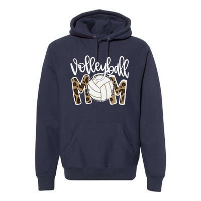 Volleyball Mom Leopard Funny Ball Mom Mother's Day GiftGift Premium Hoodie