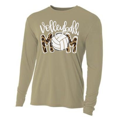 Volleyball Mom Leopard Funny Ball Mom Mother's Day GiftGift Cooling Performance Long Sleeve Crew