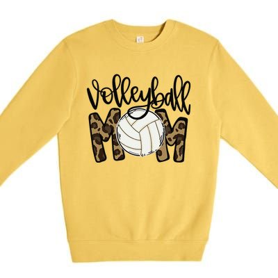 Volleyball Mom Leopard Funny Ball Mom Mother's Day Premium Crewneck Sweatshirt