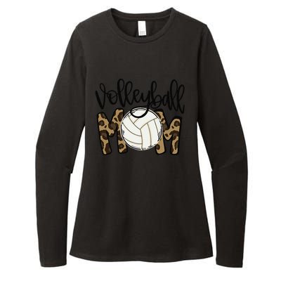 Volleyball Mom Leopard Funny Ball Mom Mother's Day Womens CVC Long Sleeve Shirt