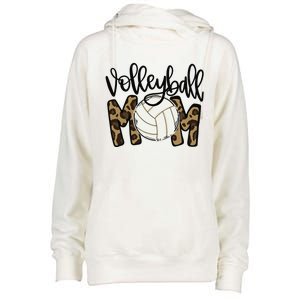 Volleyball Mom Leopard Funny Ball Mom Mother's Day Womens Funnel Neck Pullover Hood