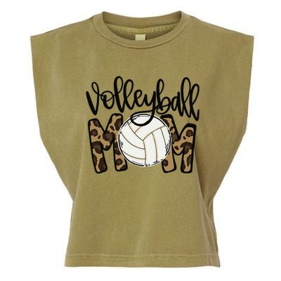 Volleyball Mom Leopard Funny Ball Mom Mother's Day Garment-Dyed Women's Muscle Tee