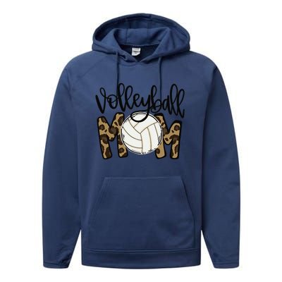 Volleyball Mom Leopard Funny Ball Mom Mother's Day Performance Fleece Hoodie