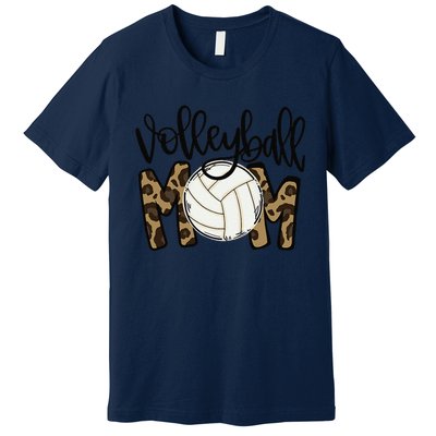 Volleyball Mom Leopard Funny Ball Mom Mother's Day Premium T-Shirt