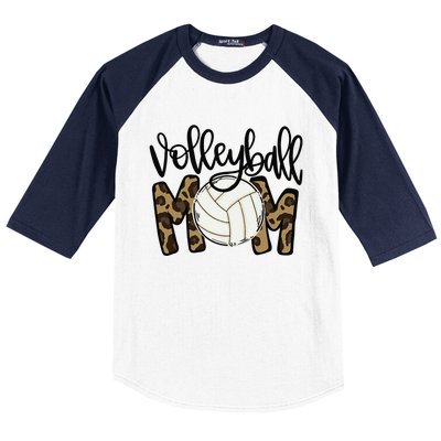 Volleyball Mom Leopard Funny Ball Mom Mother's Day Baseball Sleeve Shirt