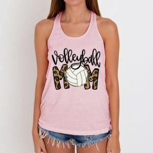 Volleyball Mom Leopard Funny Ball Mom Mother's Day Women's Knotted Racerback Tank