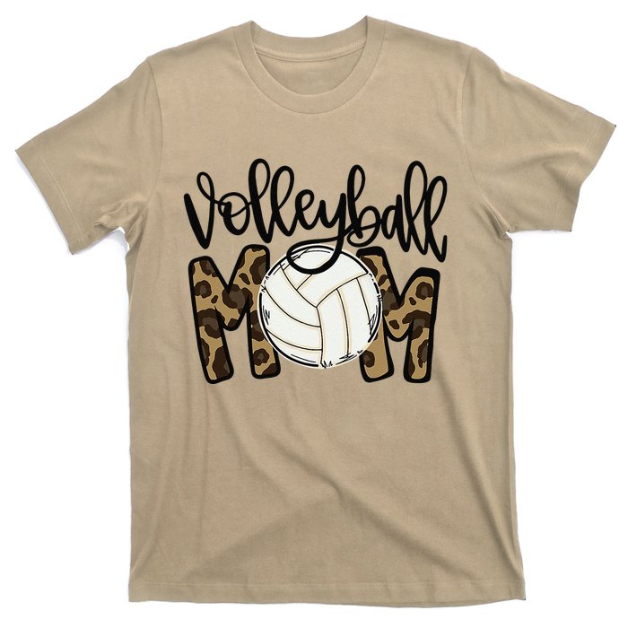 Volleyball Mom Leopard Funny Ball Mom Mother's Day T-Shirt