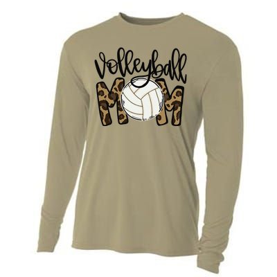 Volleyball Mom Leopard Funny Ball Mom Mother's Day Cooling Performance Long Sleeve Crew