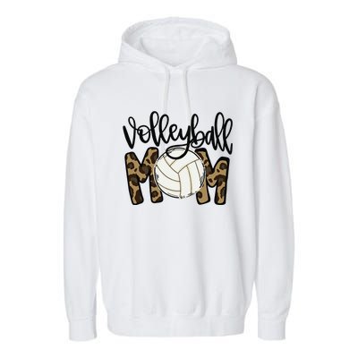 Volleyball Mom Leopard Funny Ball Mom Mother's Day Garment-Dyed Fleece Hoodie