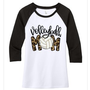 Volleyball Mom Leopard Funny Ball Mom Mother's Day Women's Tri-Blend 3/4-Sleeve Raglan Shirt