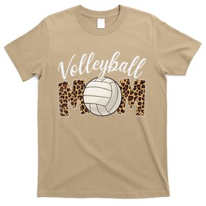 Volleyball Mom Leopard Funny Sport Ball Mom Mother's Day T-Shirt