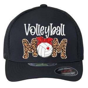 Volleyball Mom Leopard Messy Bun Game Day Funny Mothers Day Flexfit Unipanel Trucker Cap